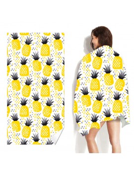 serviette painapo pineapple ananas jaune gris blanc plage polyester pool party towel tahiti fenua shopping