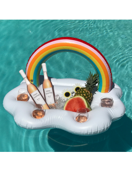 bouée bar rainbow arc en ciel pool float glass verres gobelet piscine plage beach tahiti fenua shopping