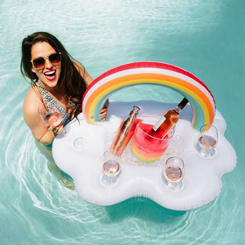 bouée bar rainbow arc en ciel pool float glass verres gobelet piscine plage beach tahiti fenua shopping