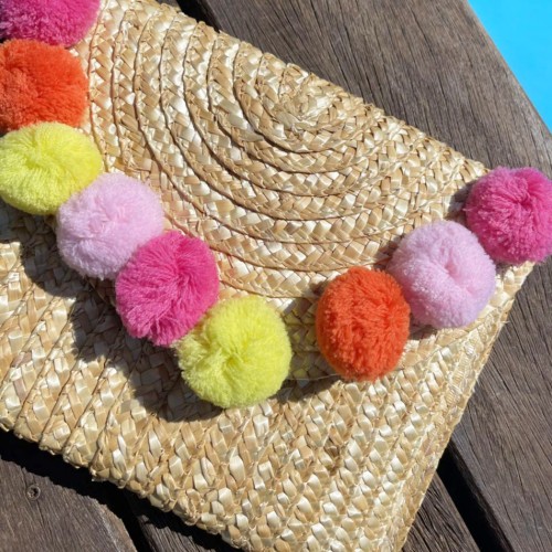 sac rectangle pompon color couleurs cute tendance bag chic accessoire summer tahiti fenua shopping