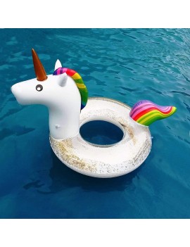 bouée licorne anneau glitters paillettes doré or gold unicorn pool float piscine plage beach tahiti fenua shopping