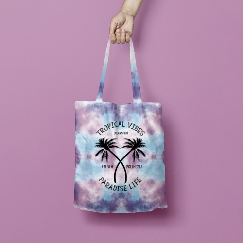 tote bag coton rainbow sac souvenir tahiti polynésie island paradise beach tropical vibes fenua shopping