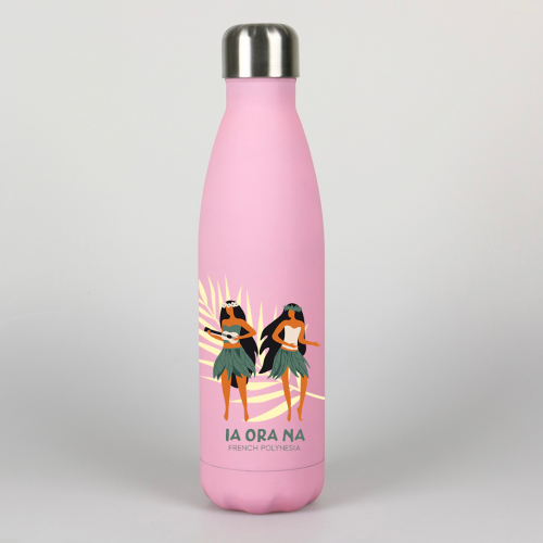 bouteille isotherme tahiti pink vahine polynesie tropical ia ora na acier inoxydable rose girls boisson drink fenua shopping