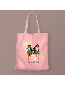 tote bag coton ia ora na pink rose sac souvenir tahiti polynésie island paradise beach vibes tropic fenua shopping