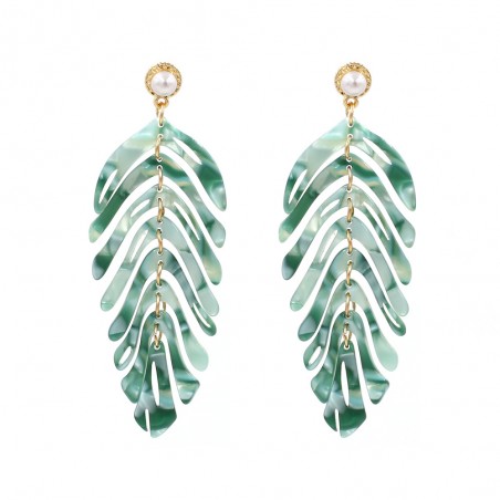 boucles d'oreilles green leaf feuille verte boucle earrings accessoire jewelry bijoux tahiti fenua shopping