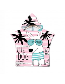 peignoir plage girly girl kids enfant beach piscine pool rose pink serviette dog tahiti fenua shopping