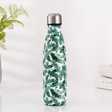 bouteille tropicale tropical tropic bottle vert green isotherme acier inoxydable feuillage drink tahiti fenua shopping