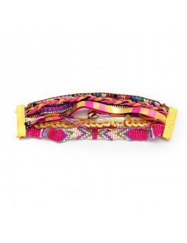 bracelet manchette perles bohemian boheme rose marron noir accessoire bijoux jewelry tahiti fenua shopping