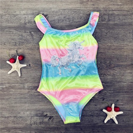 maillot licorne rainbow lurex swimwear plage beach pool piscine enfant kids tahiti fenua shopping