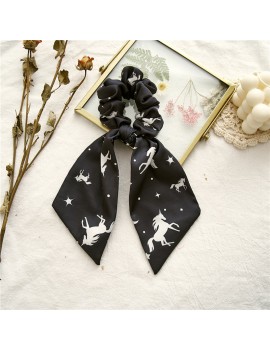 chouchou licorne black noir scrunchie elastique satin unicorn accessoire tahiti fenua shopping