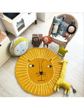tapis lion carpet enfant kids room chambre déco orange jaune rond round tahiti fenua shopping