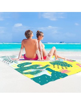 serviette couverture pic-nique plage tropical cactus sable fenua shopping