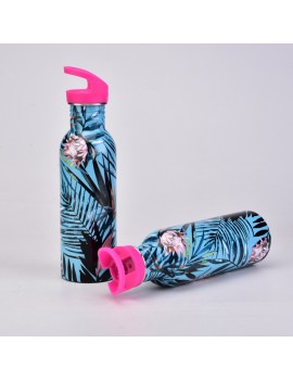 bouteille blue tropic isotherme tropicale pattern inox boisson tahiti fenua shopping