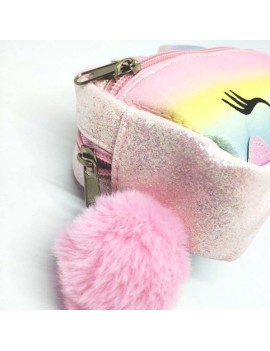 trousse licorne glitters paillettes pompon rose girly école unicorn school pen stylo crayon tahiti fenua shopping