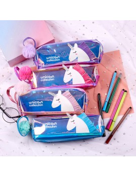 trousse licorne laser pink purple blue unicorn case école school stylo crayons pen pencil tahiti fenua shopping