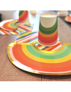 kit fete rainbow assiette verre serviette coloree enfant anniversaire tahiti fenua shopping