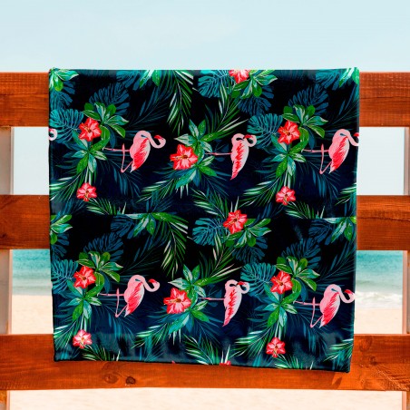 serviette plage tropicale towel tropic beach flamingo flamant piscine pool tahiti fenua shopping