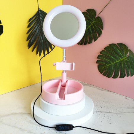 miroir influenceur vlog blog beauté beauty video make up pink white ring light lampe tahiti fenua shopping