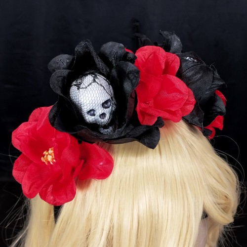serre tete skull flower crane tête de mort déguisement costume halloween rose noire rouge gothique tahiti fenua shopping serre tete skull flower crane tête de mort déguisement costume halloween rose noire rouge gothique tahiti fenua shopping