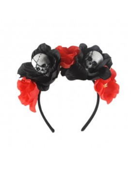 serre tete skull flower crane tête de mort déguisement costume halloween rose noire rouge gothique tahiti fenua shopping