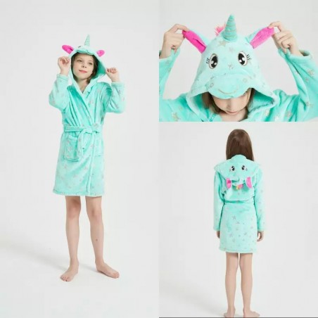 peignoir licorne bleu kids unicorn doux serviette pyjama tahiti fenua shopping