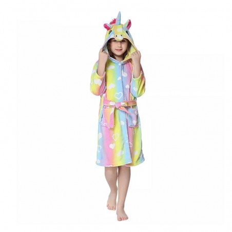peignoir licorne rainbow kids unicorn doux serviette pyjama tahiti fenua shopping