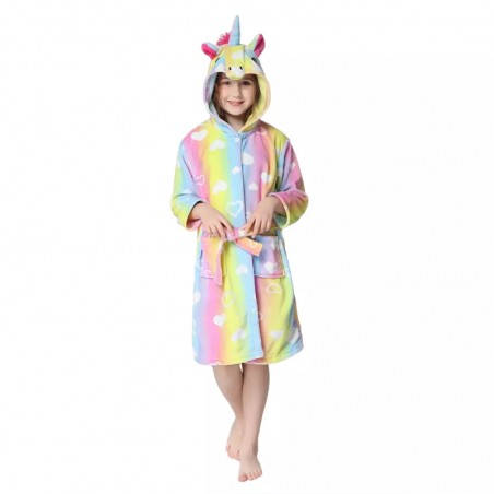 peignoir licorne rainbow kids unicorn doux serviette pyjama tahiti fenua shopping
