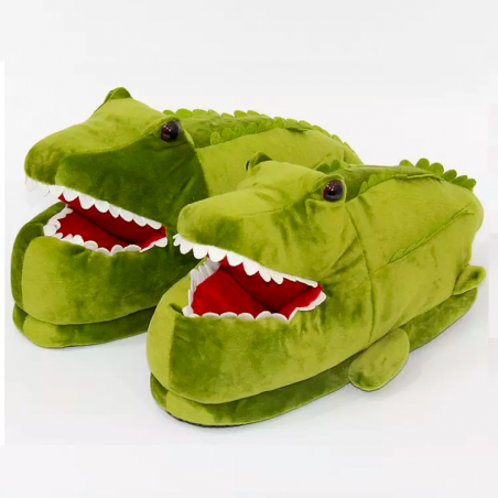 chaussons croco kids dino fluffy cocooning doux peluche tahiti fenua shopping
