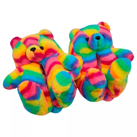 chaussons ourson rainbow cocooning peluche kids color tahiti fenua shopping
