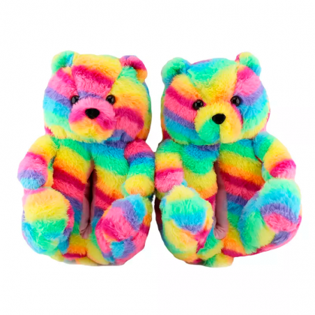 chaussons ourson rainbow cocooning peluche kids color tahiti fenua shopping