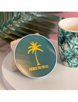 coffret tasse sous verre mug vaisselle tropic tropical palm polynesie local tahiti fenua shopping