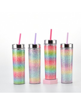 mug rainbow glitters paster color drink boisson tumbler coloré paille vaisselle arc en ciel tahiti fenua shopping