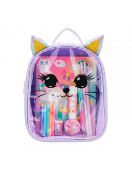 set sac papeterie stylo crayon notebook kids enfant chat licorne tahiti fenua shopping