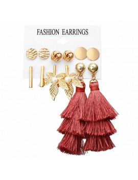 set 6 boucles pompon jewerly earrings bijoux oreilles