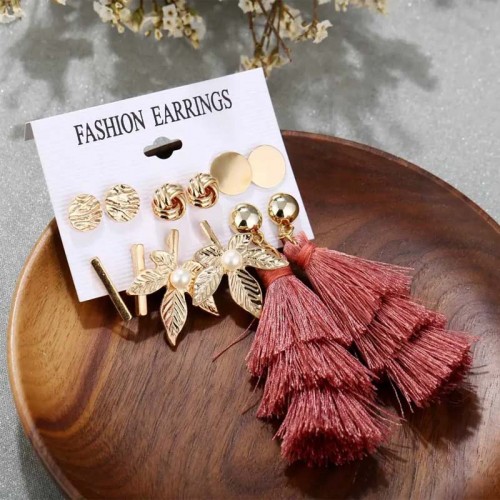 set 6 boucles pompon jewerly earrings bijoux oreilles