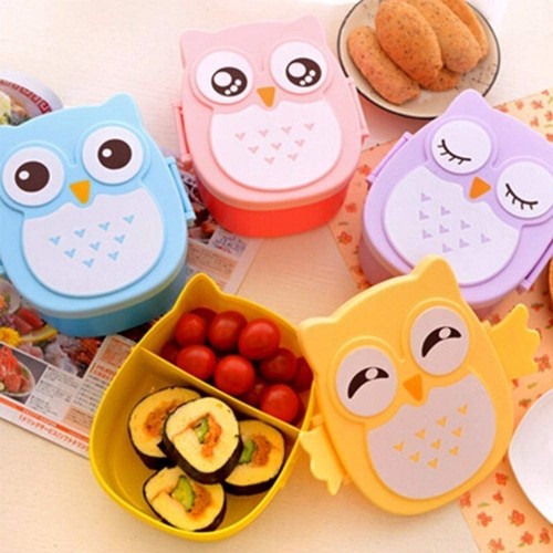 boite à goûter kids lunch bag box hibou chouette couleurs bleu rose violet jaune repas déjeuner enfant tahiti fenua shopping