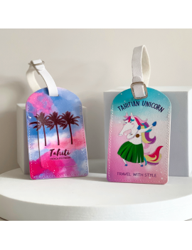 étiquette bagage fenua voyage travel valise licorne unicorn cocotier tahiti fenua shopping