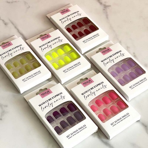 faux ongles unicolor fluo coloré manucure set tahiti fenua shopping