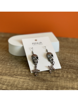 boucles d'oreilles skull croix crâne bijoux halloween accessoire fenua shopping