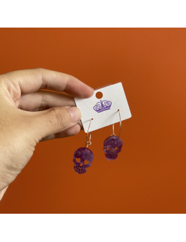 boucles d'oreilles skull purple crane halloween accessoire bijoux fantaisie fenua shopping