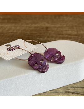 boucles d'oreilles skull purple crane halloween accessoire bijoux fantaisie fenua shopping