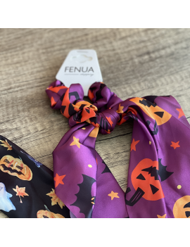 chouchou halloween long citrouille thème fête coiffure accessoire fenua shopping