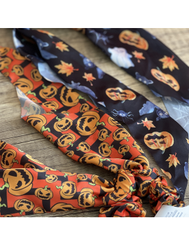 chouchou halloween long citrouille thème fête coiffure accessoire fenua shopping