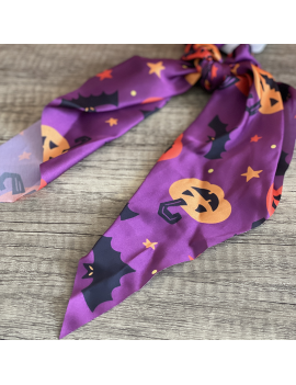 chouchou halloween long citrouille thème fête coiffure accessoire fenua shopping