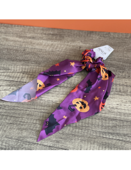 chouchou halloween long citrouille thème fête coiffure accessoire fenua shopping