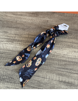 chouchou halloween long citrouille thème fête coiffure accessoire fenua shopping