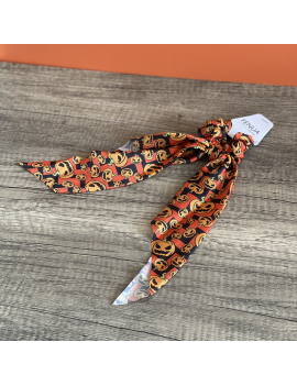 chouchou halloween long citrouille thème fête coiffure accessoire fenua shopping