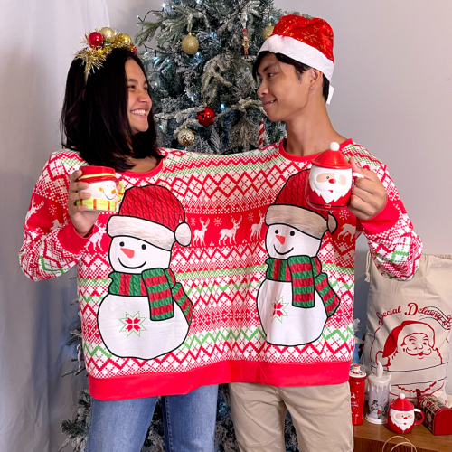 tricot tshirt duo binome noël christmas shirt bonhomme de neige tahiti fenua shopping