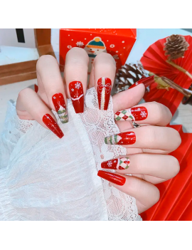 set faux ongles longs noel xmas christmas nail manucure fenua shopping