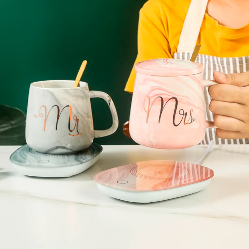 coffret tasse chauffe tasse usb blanc rose bureau chaud boisson chocolat cafe the tahiti fenua shopping